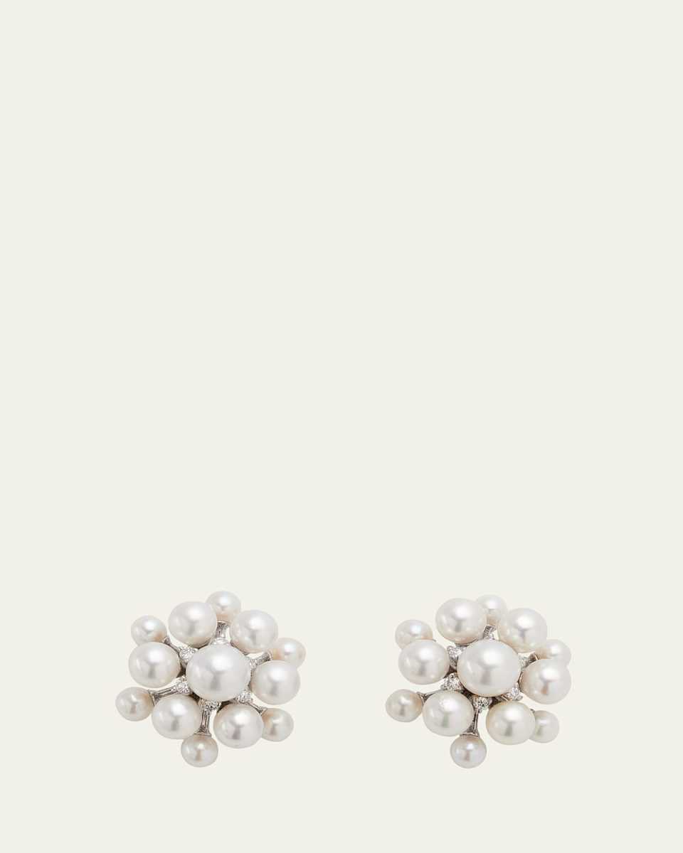 18k White Gold Pearl & Diamond Orbit Earrings